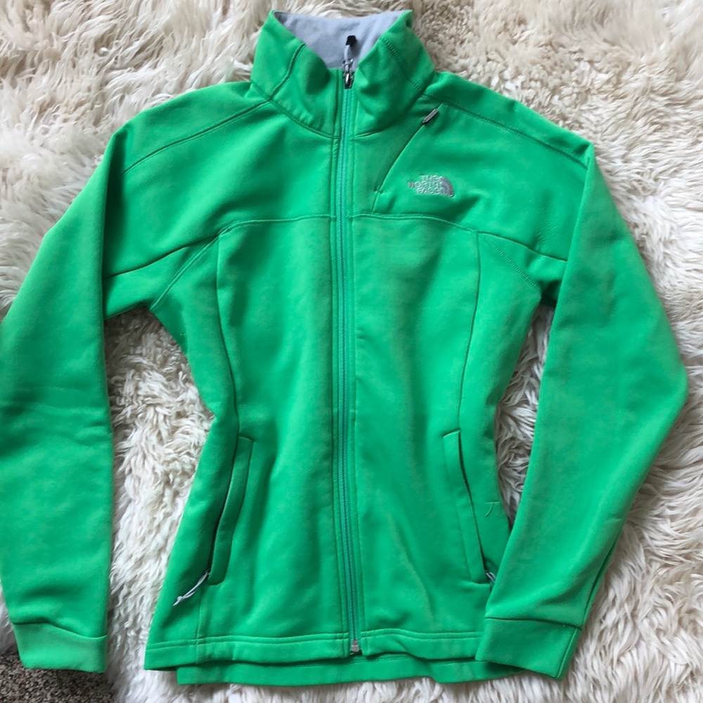 Bright green north face jacket